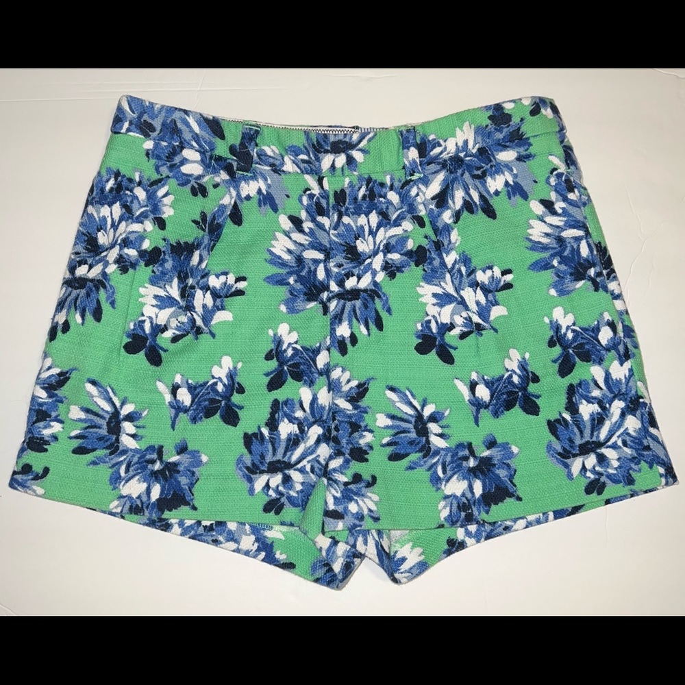 J. Crew Floral Shorts Womens Size 4 Green and Blue - Picture 3 of 6